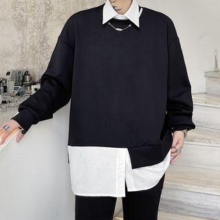 Mock Two-piece Collar Panel Sweatshirt