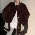 Long-sleeve Fleece Jacket Coffee - One Size