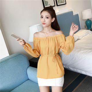 Off-shouler Tie-waist Top