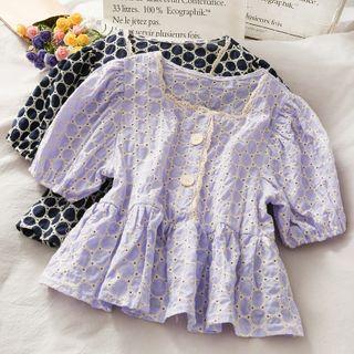 Eyelet Lace-trim Crop Top