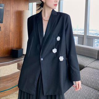 Floral Detail Blazer Black - One Size