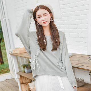 Lace Up Panel Long-sleeve Sweatshirt