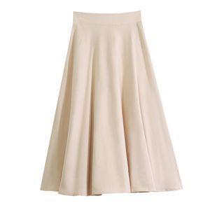 Plain Corduroy A-line Midi Skirt