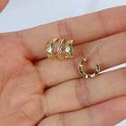 Non-matching Rhinestone Bow Earring 1 Pair - Zircon - Earrings - One Size