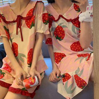 Short-sleeve Print Sleep Dress / Short-sleeve Top / Pants / Set