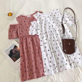 Short-sleeve All Over Pattern Dress