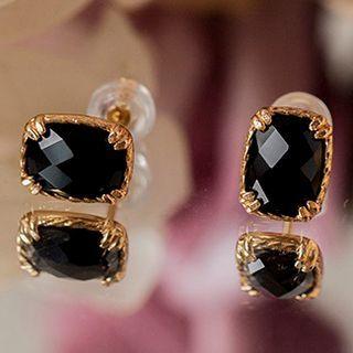 Rhinestone Stud Earring 1 Pair - Rhinestone Stud Earring - Black - One Size
