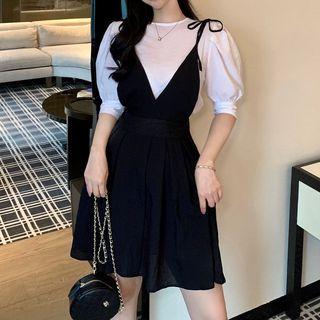 Puff-sleeve Top / V-neck Sleeveless Dress