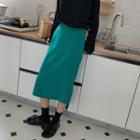 Straight Fit Slit Midi Chiffon Skirt