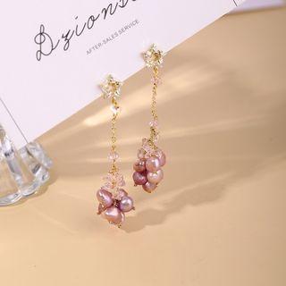 Star Freshwater Pearl Asymmetrical Dangle Earring 1 Pair - Gold - One Size