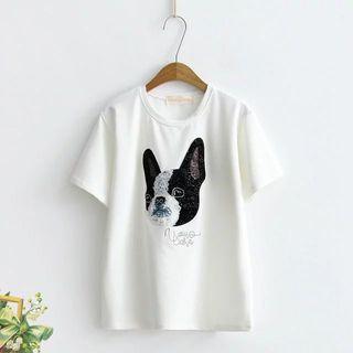 Dog Appliqu  Short-sleeve T-shirt
