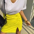 Band-waist Ruched Pencil Skirt