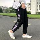 Lettering Two-tone Cargo Jogger Pants