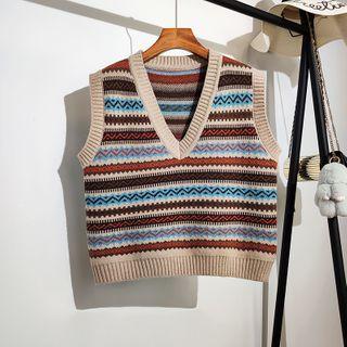 Striped Loose-fit Knit Vest