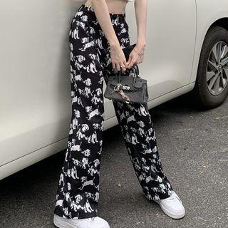 Cartoon Dog Print Loose Fit Pants