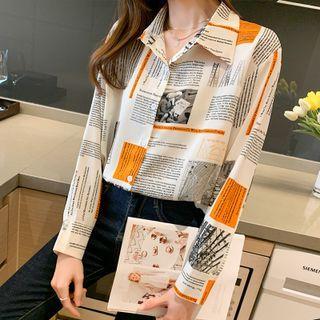 Two-tone Print Chiffon Shirt