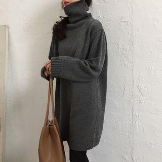 Cowl-neck Long Sleeve Knit Dress