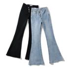 Irregular Four-breasted High-rise Bootcut Jeans