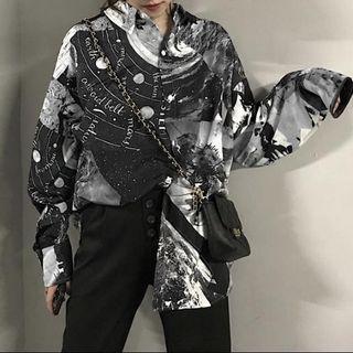 Printed Long-sleeve Blouse As Shown In Figure - One Size