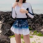 Set: Long-sleeve Swimdress + Tankini Top + Swim Shorts
