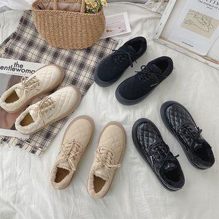 Quilted Faux Leather Lace Up Shoes