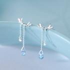 Butterfly Faux Crystal Sterling Silver Fringed Earring 1 Pair - Silver - One Size