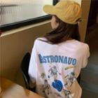 Lettering Astronaut Print Short-sleeve T-shirt