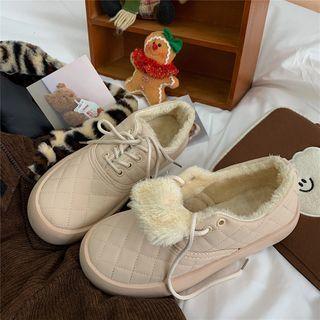 Quilted Lace-up Short Snow Boots