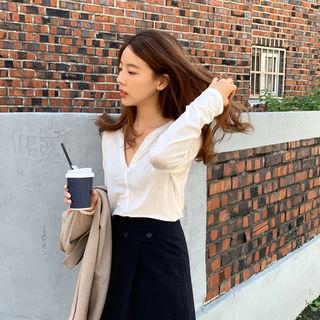 Wool Blend Open-placket Henley