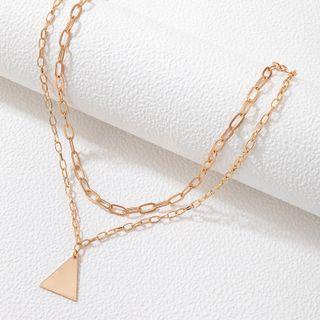 Triangle Pendant Layered Alloy Necklace 21051 - Gold - One Size