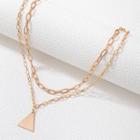 Triangle Pendant Layered Alloy Necklace 21051 - Gold - One Size