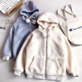 Pom Pom Zip-up Hoodie