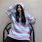 Striped Hooded Long-sleeve Top / Wide-leg Pants