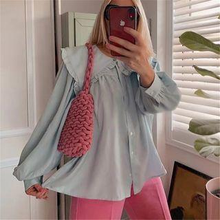 Frilled Peter Pan Collar Long Sleeve Top