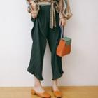 Wide-leg Cropped Pants Green - One Size