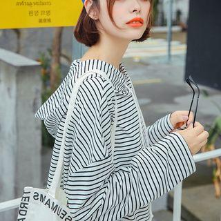 Hooded Stripe Slashed Top