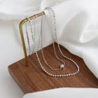 925 Sterling Silver Bead Layered Necklace 925 Silver - Silver - One Size