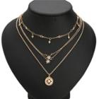 Rhinestone Star Pendant Layered Necklace Gold - One Size
