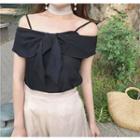 Bow Accent Off Shoulder Short Sleeve Top