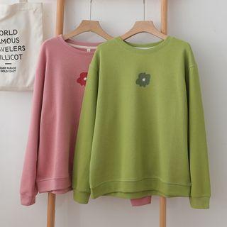 Flower Print Round-neck Sweatshirt