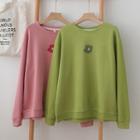 Flower Print Round-neck Sweatshirt
