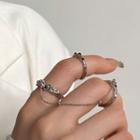 Set Of 3: Chained Alloy Ring (various Designs) Set Of 3 - Silver - One Size