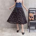 Chiffon A-line Skirt With Denim Belt