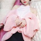 Mock Two-piece Cold Shoulder Chunky Knit Sweater