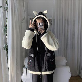 Horn Accent Fleece Zip-up Jacket