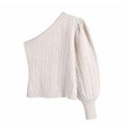 Asymmetrical One-shoulder Cable Knit Sweater