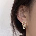 Faux Pearl Oval Drop Earring 1 Pair - Gold & White - One Size