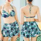 Set: Floral Bikini + Printed Tank Top + Shorts