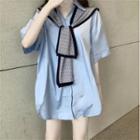Short-sleeve Shirt / Patterned Scarf