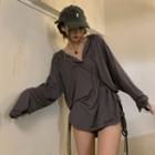 Long-sleeve Hooded Henley Shirt